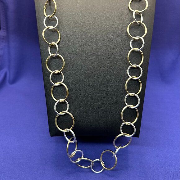 Swarovski Long Dual-Tone Open Ring Chain Necklace - Picture 3 of 8